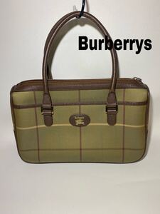 美品//Burberrysバーバリーズ ペンチェック ミニボストンバッグ ハンドバッグ