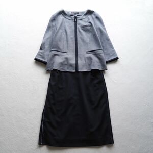 PATRICK COX パトリックコックス セロリー 事務服 受付 オフィス制服 スカートスーツ セットアップ ノーカラージャケット 膝丈スカート 9号