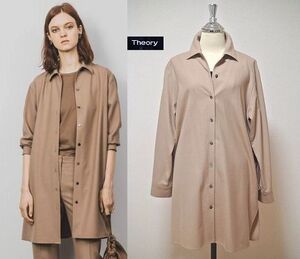 ●美品！Theory【セオリー】シャツブラウス(Light Saxony 2/Belted Tunic SH)(*^_^*)定価36,000円+税 MADE IN JAPAN(日本製)