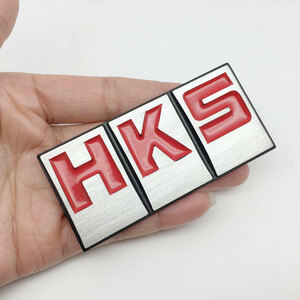 【ゆうパケット送料込】HKS 3Dエンブレムプレート(文字：赤) 4 縦3.6cm×横7.9cm アルミ製 チューニング カスタム エッチ・ケー・エス