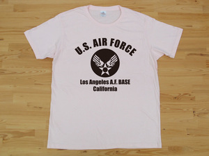 アウトレット処分 U.S. AIR FORCE ベビーピンク 4.7oz 半袖Tシャツ 黒 XL 細めのシルエット ミリタリー エアフォース