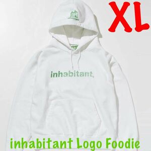 inhabitant インハビタント 取扱店限定 Logo Foodie ロゴフーディ【XLサイズ】ホワイト 白 パーカー ボックスロゴ RESTART【新品未着用品】