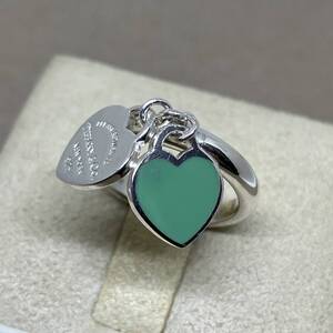 希少品 ティファニー リターントゥ ダブルハート タグ リング 指輪 シルバー AG925 エナメル Tiffany Silver Enamel Heart Ring 約10号