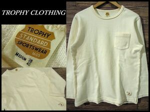 送無 美品 Trophy Clothing トロフィークロージング 20AW Naval L/S Tee ヘビーウェイト 天竺 コットン ニット 長袖 Tシャツ ナチュラル M