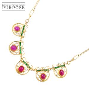 ルビー エメラルド K18 K20 YG ネックレス 40cm イエローゴールド 750 835 Ruby Necklace 90254114