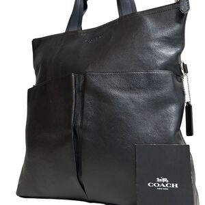 1円～【入手困難品】定価12万円 コーチ COACH トートバッグ ビジネスバッグ ブリーフケース A4 2way レザー メンズ レディース ブラック 黒