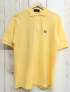 VINTAGE ヴィンテージ ＊FRED PERRY フレッドペリー ＊鹿の子地 ポロシャツ カットソー トップス 40/102cm size イングランド製 イエロー 