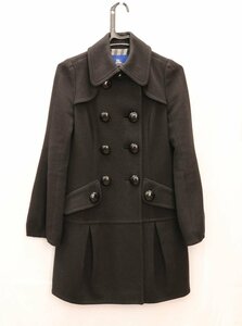 【中古美品】BURBERRY BLUE LABEL ロングコート トレンチ 裏地チェック ブラック FRF06-678-09 バーバリーブルーレーベル SIZE：38【漂亮】