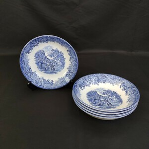 WEDGWOOD ウェッジウッド ロマンティックイングランド サラダボウル 5枚セット ボウル 染付 廃盤品 洋食器 【長期保管品】xy520271