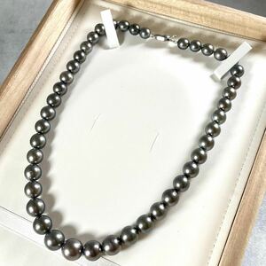 【美品 高級】 黒蝶真珠 大珠 約8.0~12.0mm 本真珠 グレー ビーンズ金具 パール pearl SILVER シルバー刻印 ネックレス 