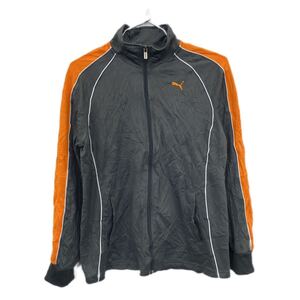 PUMA ジャージジャケット レディース Mサイズ スポーツ ジップアップ グレー オレンジ 古着卸 アメリカ仕入 t2205-3423