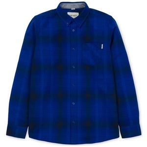 美品 Carhartt WIP L/S Logan Shirt Lサイズ 長袖 フランネル シャツ Wolfsbane ブルー カーハート ワークインプログレス