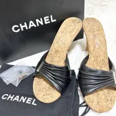 CHANEL シャネル ミュール サンダル コルク素材 36 ブラック