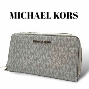 MICHAEL KORS マイケルコース 長財布 レザー 白 総柄 レディース 35F8GTVW9B