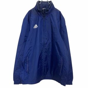 adidas ジップアップ ナイロンジャケット XL ネイビー アディダス ビッグサイズ ウィンドブレーカー 古着卸 アメリカ仕入 a610-5908