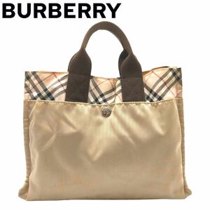 良品　Burberry Blue label バーバリー　ブルー　レーベル　ナイロン　トートバッグ　ノバチェックハンドバッグ