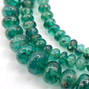 1円〜スタート!!［エメラルドアクセサリーパーツ］d 約13.3g 天然石 ネックレス 連 丸玉 ハンドメイド emerald parts CB7