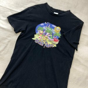 SUNA　GUAM BEACH PARTY　プリント Tシャツ　ブラック/黒　S