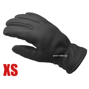 CHURCHILL GLOVE BLACK XS/チャーチルグローブ黒ブラック裏地なし鹿革ディアスキン本革春用夏用春夏用秋用定番レザーグローブバイク用手袋