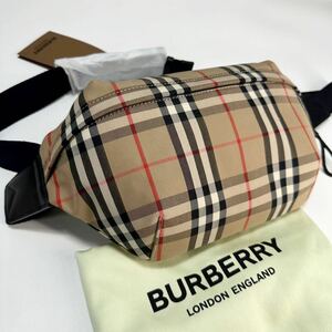 ◆新品／2023年モデル◆BURBERRY●バーバリー ボディバッグ バムバッグ ウエストバッグ 斜め掛け ノバチェック レザー ナイロン メンズ 