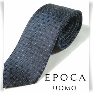 新品1円～★定価1.4万 エポカ ウォモ EPOCA UOMO 日本製 シルク絹100% ネクタイ 織柄 ネイビー 正規店本物 ◆6225◆