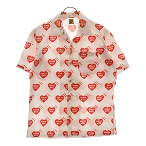 HUMAN MADE ヒューマンメイド HEART ALOHA SHIRT ハートロゴ オープンカラー 半袖 アロハシャツ 総柄 ホワイト