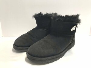 ■【YS-1】 UGG アグ オーストラリア ■ ムートン ショートブーツ ミニベイリーボタン ブリング ■ 23cm US6 ブラック系 【同梱可能商品】D