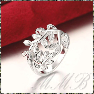 [RING] Silver Plated Sweet Many Leaves Design 小さな葉っぱ 植物 デザイン リング 16号 【送料無料】