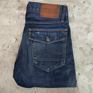 HILFIGER DENIM 30 デニムパンツ トミーヒルフィガー RONNIE ジーンズ フラップポケット ダメージ加工 革パッチ メンズ トルコ製