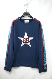 GUCCI グッチ Star Logo Sweat スターロゴ クルーネック ネイビー メンズ Mサイズ 576065 XJBBQ