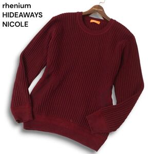 rhenium HIDEAWAYS NICOLE ハイダウェイ ニコル 畔編み★ プレ－ティング ニット プルオーバー セーター Sz.48　メンズ　A4T10326_A#K