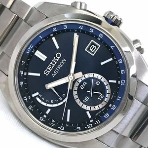 超美品 SEIKO セイコー ASTRON アストロン 腕時計 SBXY013 電波ソーラー カレンダー チタン ワールドタイム ブルー シルバー 箱付 動作OK