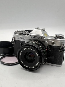 N37907■ Canon AE-1 LENS FD 35mm 1:2.8 キャノン 一眼レフ フィルム カメラ レンズ キヤノン シルバー ボディ フード フィルター付 ■