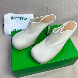 BOTTEGA VENETA ミュール パンプス 白 38 1/2 ヒール ボッテガ ヴェネタ 