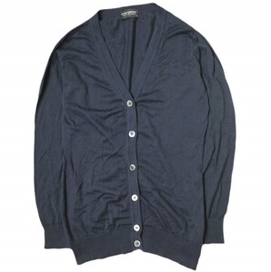 JOHN SMEDLEY ジョンスメドレー イギリス製 シーアイランドコットンVネックカーディガン M NAVY ニット ハイゲージ トップス g20261