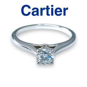 カルティエ リング 47 ソリテール Pt950 ダイヤ レディース 7.5号 Cartier プラチナ シルバー ブランド 婚約指輪 結婚指輪