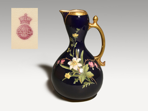 アンティーク　MINTON　ミントン　1880年頃　花文　金彩　ピッチャー　フラワーベース　西洋美術　　y1091