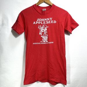 ■ 子供用 80s 80年代 USA製 ビンテージ BELTON JOHNNY APPLESEED プリント シングルステッチ Tシャツ サイズL 14-16 レッド アメカジ ■