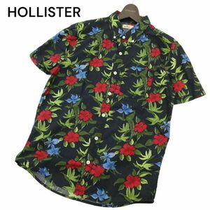 HOLLISTER ホリスター 春夏 花柄 フラワー総柄★ インド綿 半袖 ボタンダウン シャツ Sz.S　メンズ　C4T04194_5#A