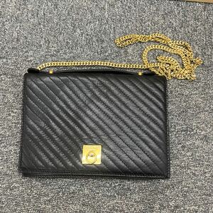 419◎1円スタート◎CELINE セリーヌ ショルダーバッグ チェーン 黒 ブラック ゴールド金具 レディース