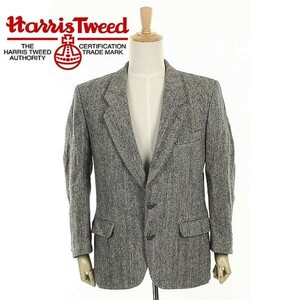 A4349/ビンテージ80s秋冬 総裏 Harris Tweed ハリスツイード ウール ツイード テーラード シングル2Bジャケット 40程 灰色/カナダ製 メンズ