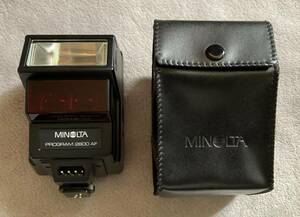 ◎ 動作確認済 MINOLTA PROGRAM 2800 AF Lo/Hi ミノルタ プログラム ストロボ フラッシュ ケース付属 カメラ カメラ関連 周辺機器 JAPAN ☆