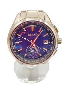 SEIKO◆ソーラー腕時計/アナログ/ステンレス/NVY/SLV/SS/8B63-0AV0