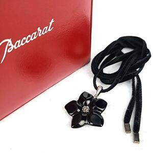 ☆極上品☆Baccarat バカラ クリスタルガラス×SV925 フラワー 花 チョーカー ネックレス アクセサリー レディース ブラック系