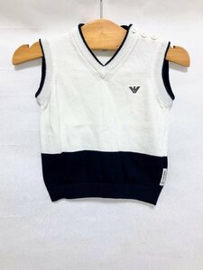 【送料込】【男の子用】ARMANI BABY アルマーニベビー ベスト 50～70cm 12M/74cm オフホワイト×ネイビー 綿100% 上品 キッズ s3406327