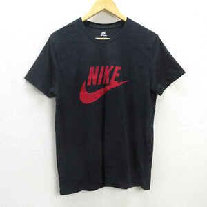 D■ナイキ/NIKE SPORTSWEAR ロゴプリント半袖Tシャツ【XL】黒/MENS/111【中古】