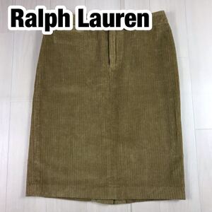 Ralph Lauren ラルフローレン 膝丈スカート レディース コーデュロイ 台形 S ライトブラウン