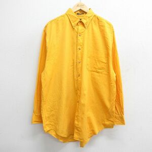 XL/古着 アバクロンビー 長袖 ブランド シャツ メンズ THE BIG SHIRT ロング丈 大きいサイズ コットン ボタンダウン 黄 イエロー 24aug24