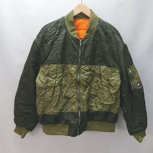 ◇ TOMMY JEANS トミー ジーンズ リバ－シブル MA-1 長袖 ジャケット サイズM カ－キ系オレンジ系 メンズ E