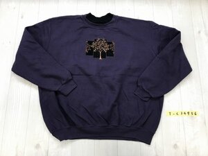 top stitch レディース 木刺繍入り トレーナー 紫黒